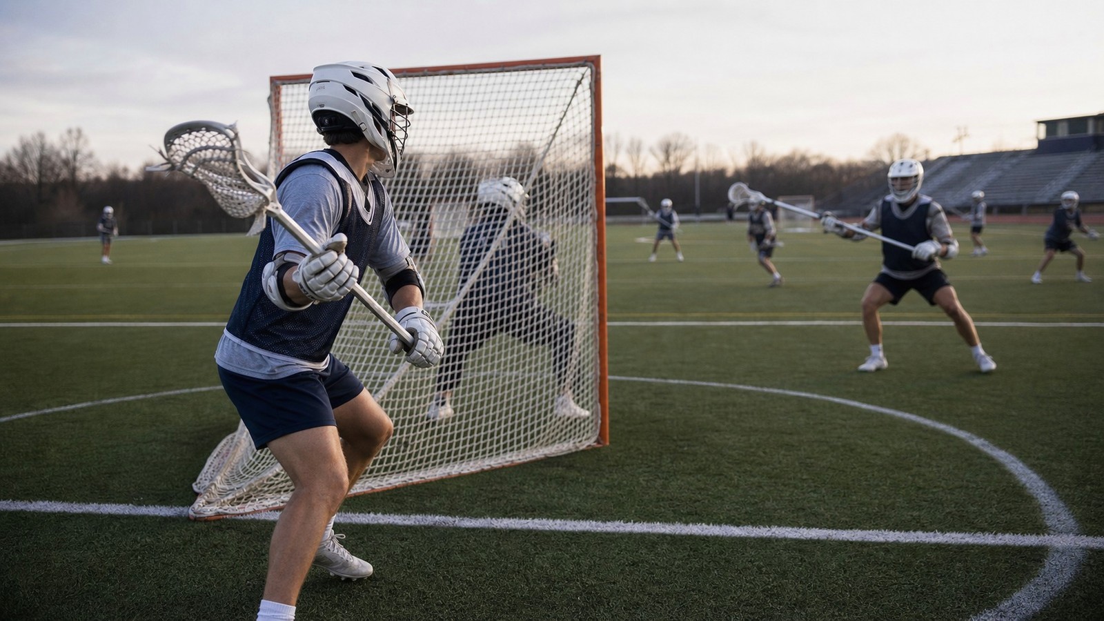 Lacrosse players demonstrating concepts from Box Lacrosse Goalie vs Field Lacrosse Goalie What’s Different