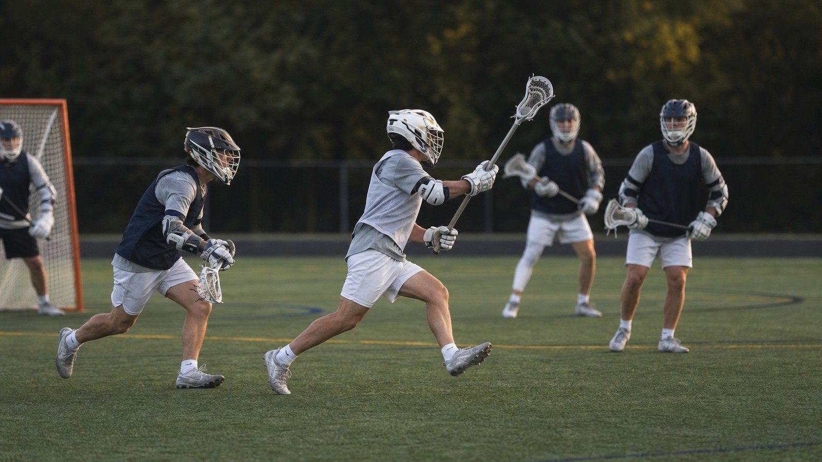 Lacrosse players demonstrating concepts from The Faster Pace of Box Lacrosse Explained